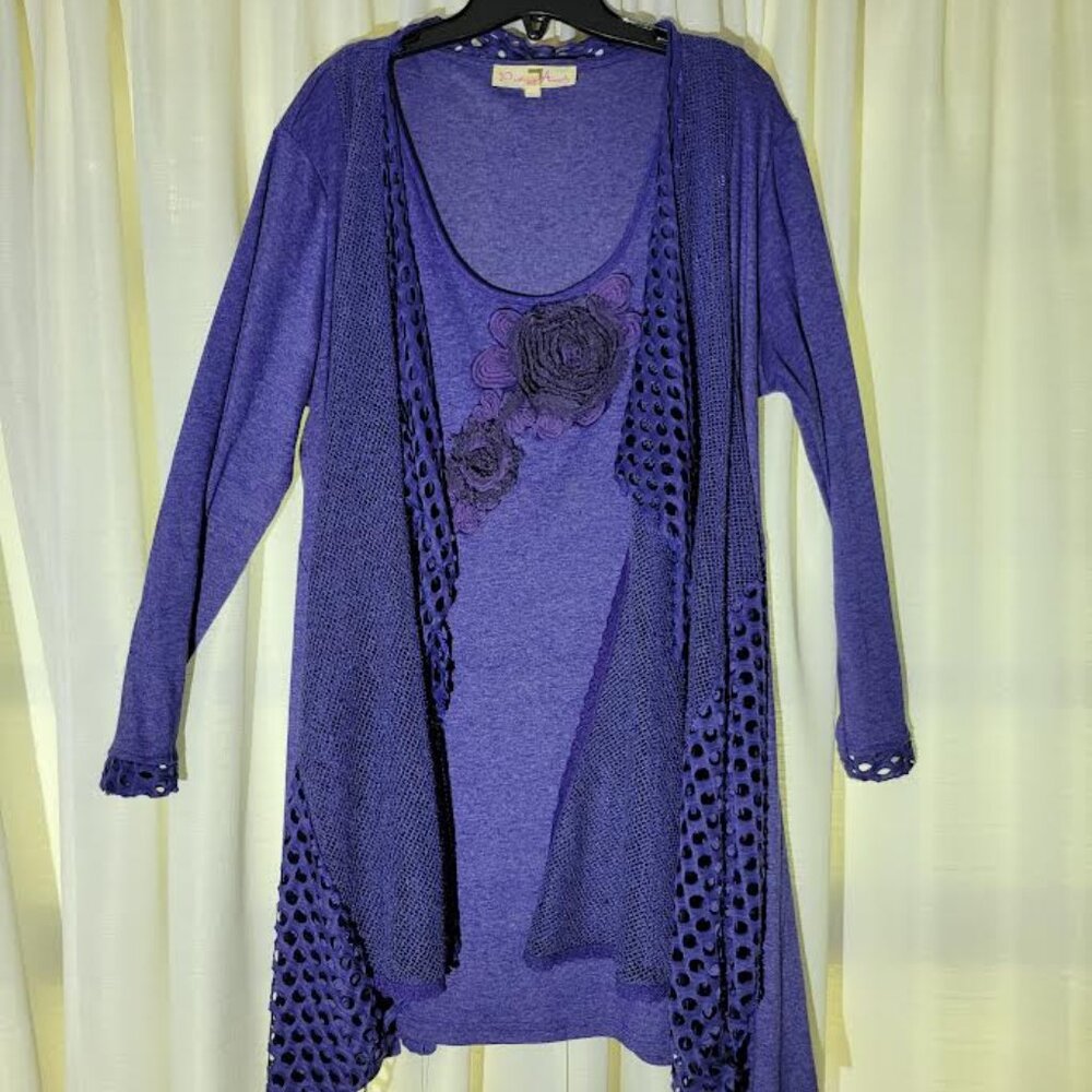 Modern Vintage Layered Tunic Top - Indigo -Pretty Angel